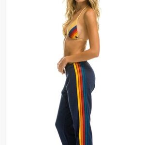 Aviator Nation Navy Joggers with Rainbow Stripes
